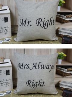   gift Mr.Right Word Letter pattern cushion cover linen pillowcase