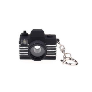 Fashionable Portable LED Light Black Camera With Sound Key Chain Ring