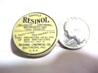 vintage medical antiseptic Resinol salve sample tin for skin