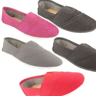   Canvas Flat Ballet Casual Shoes Sz 5 10 Black Red Pink Gray Navy