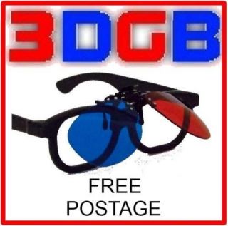   Red and Blue / Cyan Anaglyph Clip On 3D Glasses   For 3D DVD / Blu Ray
