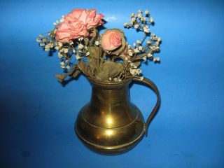 Collectible Brass Pitcher with Dried Flower Arrangement Made in India