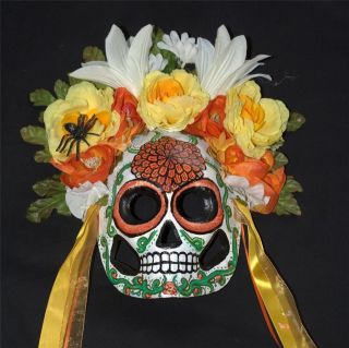 Sugar Skull MASK Day of the Dead Dia de los Muertos MARIGOLD Orange