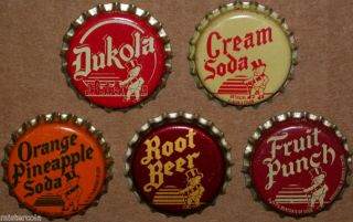 Soda pop bottle cap collection 5 diff DUKE with baby