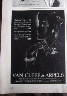 1943 Vintage Van Cleef & Arpels Ballerina Pin Earrings Gold Bracelet 