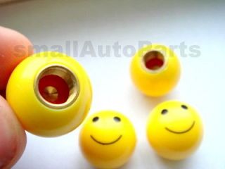   truck bike yellow ***SMILE FACE BALL*** tire/wheel air valve stem CAPS