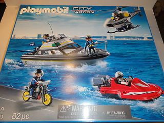 Playmobil City Action 5990 Police Boat, Helicopter & Motorcycle 