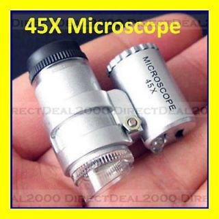 45X Mini Pocket Microscope Magnifier Magnifying Glass Jeweler Loupe 2 