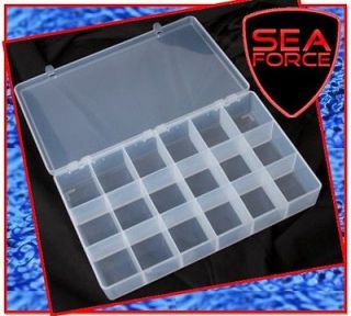 SEA FORCE CLEAR PLASTIC FISHING TACKLE BOX QUALITY 18 COMPARTMENT 