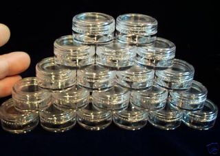   20 Small Clear Plastic Acrylic Jars Pots Containers + Lids 5 ml