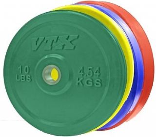 New 210 Pound Troy VTX Colored Rubber Bumper Plate Set