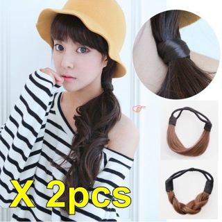 Synthetic Hair Ponytail Holders Scrunchies Elastic Tie band Ring 