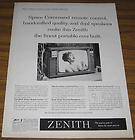1962 Zenith TV No Printed Circuits Handcrafted Print Ad