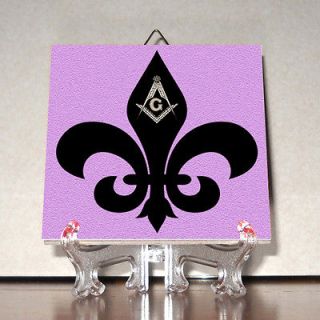 Fleur de Lis Ceramic Tile Masonic Freemasonry 100% Hand Made in Italy 