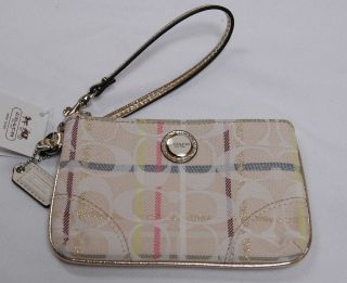 NWT COACH Poppy Tattersall Small Wristlet #47909 Multicolor