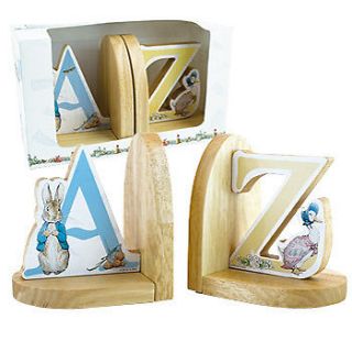 Beatrix Potter Wooden Bookends featuring Peter Rabbit and Jemima 
