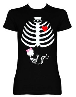   Girl Skeleton Pregnancy Love Halloween Costume Maternity Tee T Shirt