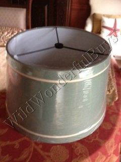 POTTERY BARN Tapered Drum LAMPSHADE Solid Trim Line Blue SMALL NEW