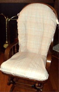 SlipCovers for Glider Rocking Chair Cushions  Peach Plaid Cotton Blend