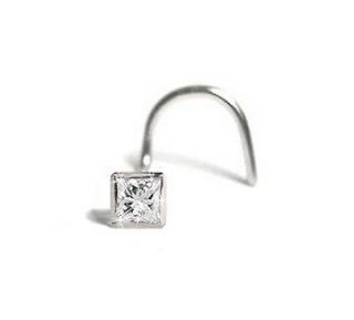 Princess Cut Square Diamond Nose Stud 3pt in Choice of Gold