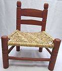 Antique Primitive Country Child Kid size Vintage Chair Old Rush Seat 