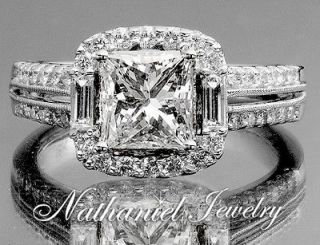 07 Ct Princess Cut Diamond Micro Pave Engagement Ring Solid 14k Gold