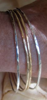 Handmade Sterling silver hammered bangle bracelet  Single your choice 