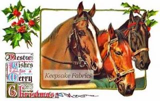 Equestrian Horses Christmas Quilt Block Multi Sizes