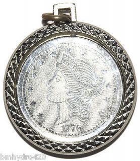 Vintage 1776 20 Dollar Gold Coin SIlver Toned Fob