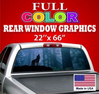 One way vision Rear Window GraphicVinyl Decal Tint Sign   Wolf Dodge 