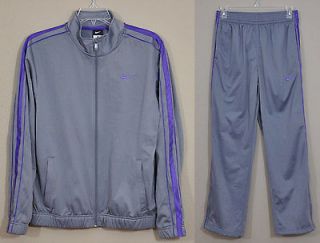   Practice Mens Basketball Track Suit SZ L Grey Purple Jacket & Pants