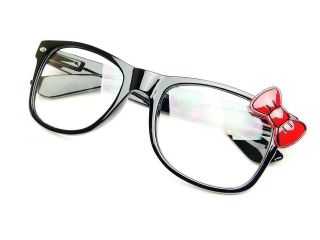 Clear Lens Hello Kitty Wayfarer Glasses with Red or Pink Bow HK1151