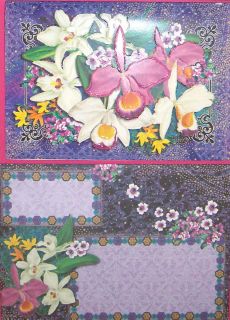 pUNCH sTUDIO Single (1) Die Cut Orchid Embellished Note Card w 