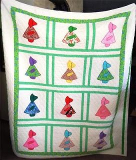 Vintage SUNBONNET SUE Hand Made QUILT COVERLET Machine Quilted