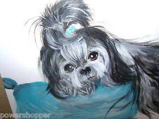 Shih Tzu Dog Puppy Painting on Board Original Art 1 GREAT GIFT