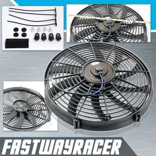   14 Electric Cooling Slim Thin Radiator Fan + Fan Mounting Kit Zip BK