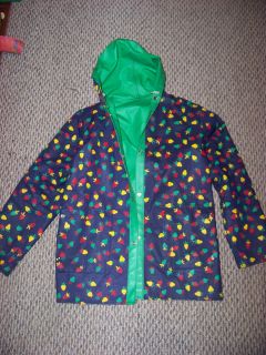womens vtg 80s novelty preppy fruit hooded raincoat lined snaps 