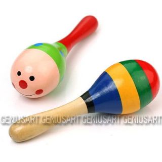 Wooden Wood Maraca Rattles Shaker Percussion Kid Baby Musical Toy 