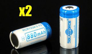   2X RCR123A 3.7V 880mAh Protection Rechargeable Battery Flashlight