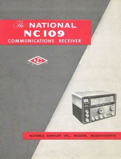 Manual for National NC109 Receiver NC 109 NC 109