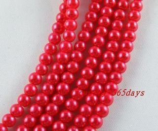 200pcs Painted Glass Pearl Red Spacer Beads 4mm