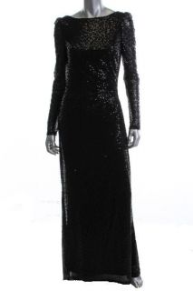 Ralph Lauren NEW Winter Gala Black Sequined Long Sleeve Formal Dress 6 
