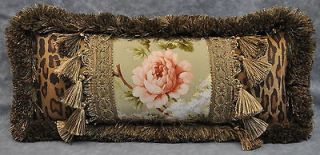 Pillow made w Ralph Lauren Yorkshire Rose Floral & Leopard Fabric 