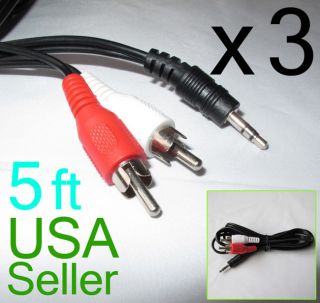 3x 3.5mm AUX to RCA AUDIO STEREO CABLE FOR ipod touch