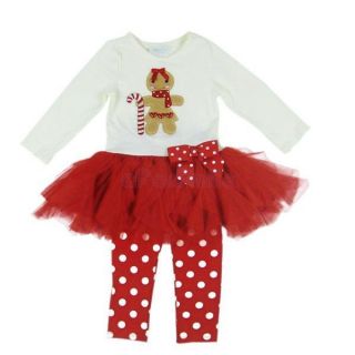 Girl Kids Red&White Christmas Party DressTutu Skirt+Polka Dots 