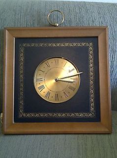Vintage Elgin,Lanshire Wall Clock,Wood Framed,Leather Edging,Timepiece