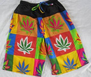 Bob Marley Rasta Reggae Marijuana Board Shorts   Free Size  NEW