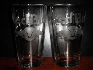 Hand Etched Red Bull Energy Drink 16oz Glasses