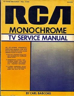 RCA MONOCHROME TV SERVICE MANUAL 1970 Tab Books #549 schematics for 33 