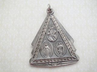 Vintage Sterling Silver 3 Way Religious Slide Medal St Christopher 